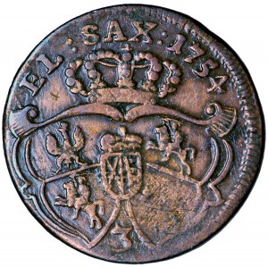 Polska (Saksonia), August III, Korona, grosz miedziany 1754, mennica nieustalona