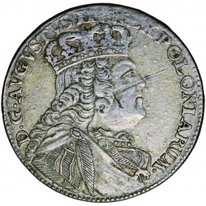 Polska (Saksonia), August III, Korona, tynf (ort, tymf) 1754, men. Lipsk, E.D. Croll