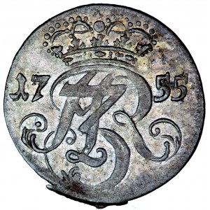 Polska, August III, Gdańsk, trojak 1755, men. Gdańsk