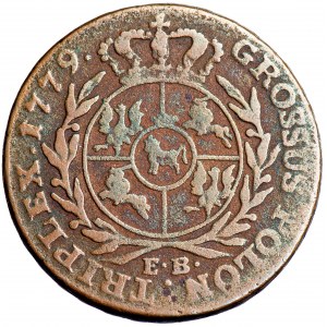 Polska, Stanisław August, Korona, trojak 1779, men. Warszawa, E. Brenn