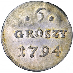 Polska, Stanisław August, Korona, szóstak 1794, men. Warszawa