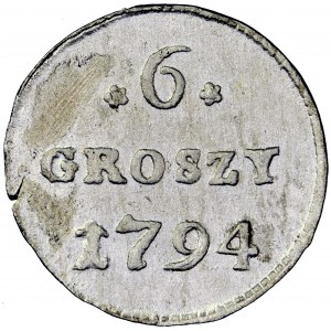 Polska, Stanisław August, Korona, szóstak 1794, men. Warszawa
