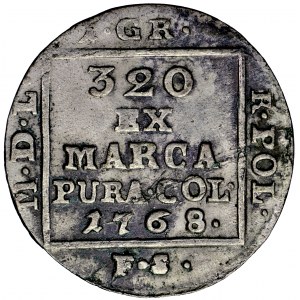 Polska, Stanisław August, Korona, grosz srebrny (ćwierćzłotek) 1768, men. Warszawa, F. Sylm