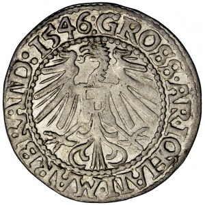 Śląsk, Księstwo Krośnieńskie, Jan z Kostrzyna, grosz 1546, men. Krosno