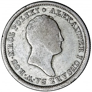 Polska, Królestwo kongresowe, Aleksander I, 2 złote 1825, men. Warszawa, Jakub Benike