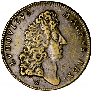Francja, Ludwik XIV, żeton na przybycie do Francji ex-króla Jana Kazimierza, b.d. (1669), men. Montpellier
