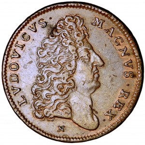 Francja, Ludwik XIV, żeton na nadanie Janowi III Orderów Św. Michała i Ducha Świętego, b.d. (1675/6), men. Montpellier