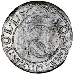 Polska, Jan Kazimierz, Litwa, szeląg 1652, men. Wilno, ekscentr.