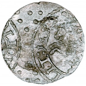 Polska, Jan Kazimierz, Litwa, szeląg 1652, men. Wilno, ekscentr.
