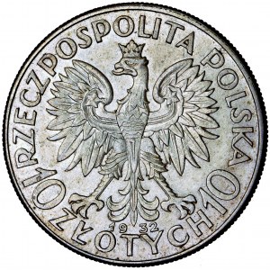 II Rzeczpospolita Polska, 10 złotych 1932, głowa kobiety, men. Londyn
