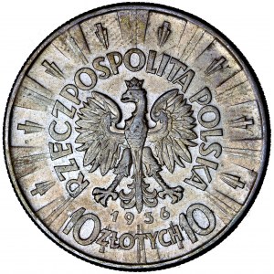 II Rzeczpospolita Polska, 10 złotych 1936, Józef Piłsudski, men. Warszawa
