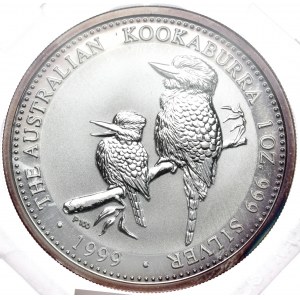 Australia, Kookaburra, 1999r., 1 oz, uncja Ag 999, pryzmat