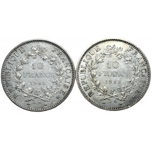 Francja, 10 franków Herkules 1965 i 1968, zestaw 2 szt.