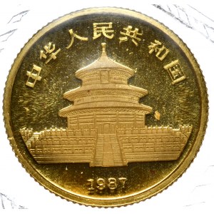 Chiny, Panda, 1/10 oz Au, 1987r. w oryginalnej zgrzewce