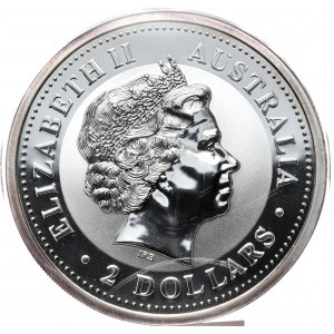 Australia, Kookaburra, 2000, 2 oz, 2 uncje Ag 999