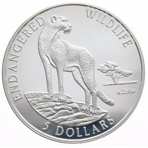 Wyspy Cooka, 5 Dolarów, 1996r., gepard