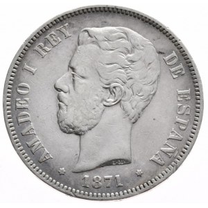 Spain, 5 Pesetas, 1871.