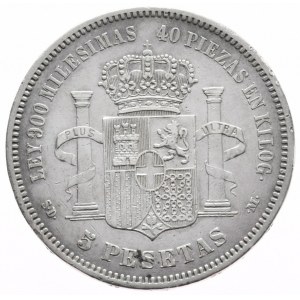 Spain, 5 Pesetas, 1871.
