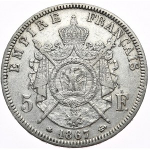 Francja, 5 Franków, 1867r.