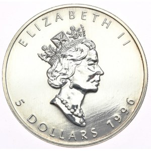 Kanada, 5 Dolarów, Liść, 1996r., 1oz.