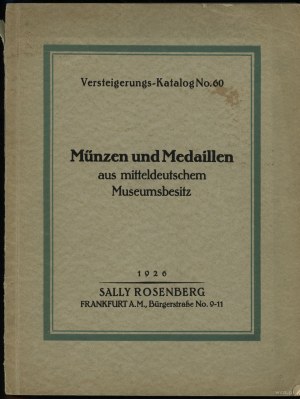 Rosenberg Sally, Münzen und Medaillen aus mitteldeutschen Muzeumsbesitz, 19.04.1926, Frankfurt nad Mohanom