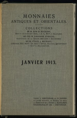 Schulman J., Monnaies Antiques et Orientales. Collections de M. Geo. B. Bleazby, de feu M. Theodor Strauss, de M. Ithiel....