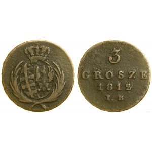 Poľsko, 3 grosze (trojak), 1812 IB, Varšava