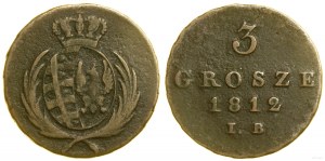 Poľsko, 3 grosze (trojak), 1812 IB, Varšava