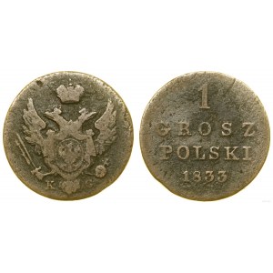 Polska, 1 grosz polski, 1833 KG, Warszawa