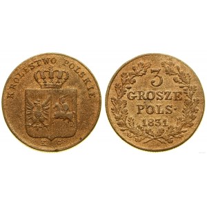 Poland, 3 Polish pennies, 1831, Warsaw