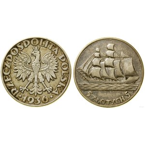 Pologne, 5 zlotys, 1936, Varsovie