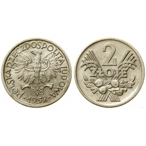 Pologne, 2 zlotys, 1958, Varsovie