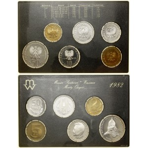 Polonia, serie vintage di monete in circolazione - tipo proof, 1982, Varsavia