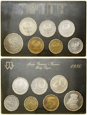 Poland, vintage set of circulation coins - prooflike, 1986, Warsaw