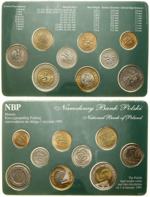 Poľsko, súbor mincí Tretej poľskej republiky uvedených do obehu 1.1.1995, Varšava
