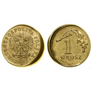 Pologne, 1 grosz - mint destrukt, 2007, Varsovie