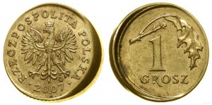 Polsko, 1 grosz - mincovna destrukt, 2007, Varšava