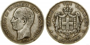 Grécko, 5 drachiem, 1876 A, Paríž