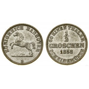 Německo, 1/2 haléře, 1858 B, Hannover