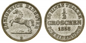 Německo, 1/2 haléře, 1858 B, Hannover