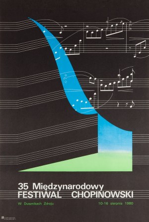 grafischer Entwurf: Eugeniusz SMOLIŃSKI (1942-2022), 35. Internationales Chopin-Festival in Duszniki Zdroju, 1980.