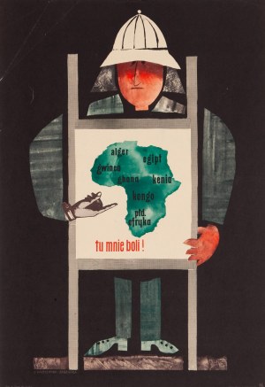 J. KARCZEWSKA-ZAGÓRSKA, This is where it hurts me. Propaganda poster, 1960s.