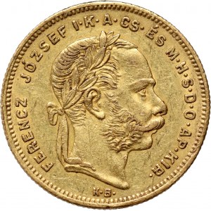Hungary, Franz Joseph I, 8 Forint = 20 Francs 1870 KB, Kremnitz