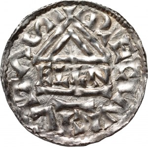 Germany, Bayern, Heinrich II der Zänker 985-995, Denar, Regensburg, mintmaster ELLN