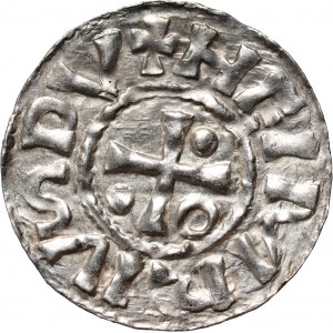 Germany, Bayern, Heinrich II der Zänker 985-995, Denar, Regensburg, mintmaster ELLN