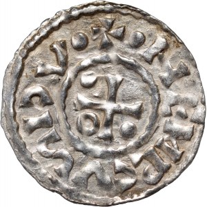 Germany, Bayern, Heinrich II der Zänker 985-995, Denar, Regensburg, mintmaster ELLN