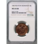 Rumunsko, Charles I, 5 bani 1867 Heaton, Birmingham