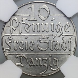 Wolne Miasto Gdańsk, 10 fenigów 1923, Berlin, stempel lustrzany (Proof)