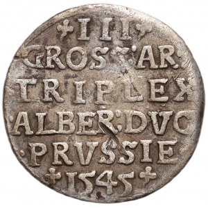 Prusy Książęce, Albrecht Hohenzollern, trojak 1545, Królewiec