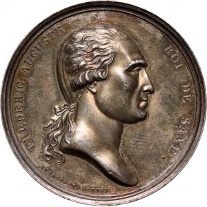 Nemecko, Sasko, Fridrich August I., medaila z roku 1809, návšteva kráľa v mincovni